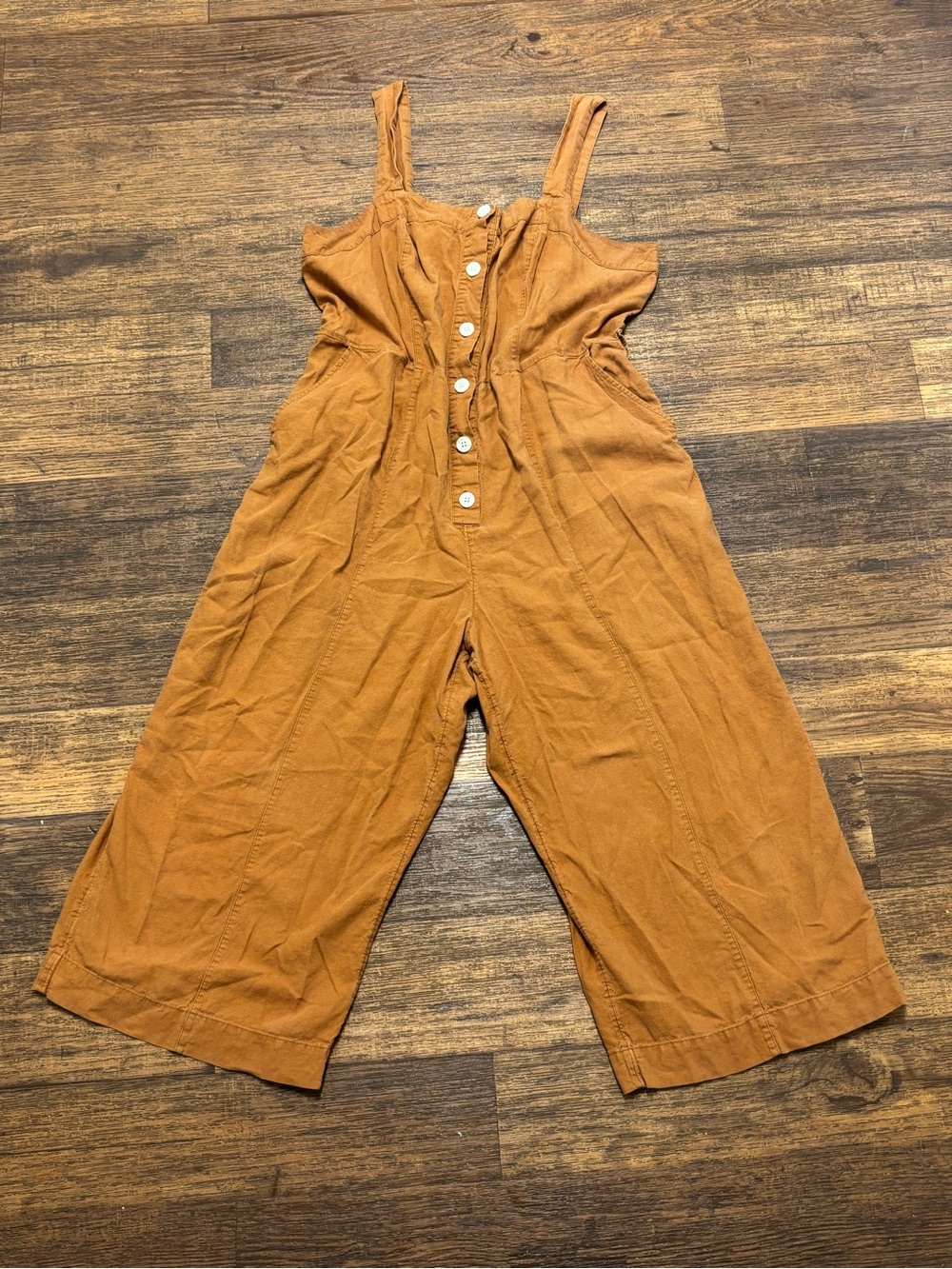 a new day Rust Brown Button-Front Wide-Leg Jumpsuit